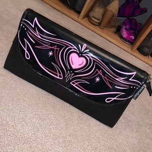 Sourpuss Pinstriped Clutch Purse